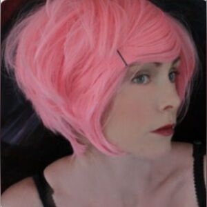 Flamingo Pink Wig Medium Bob Layered Synthetic Cosplay Costume Comfortable